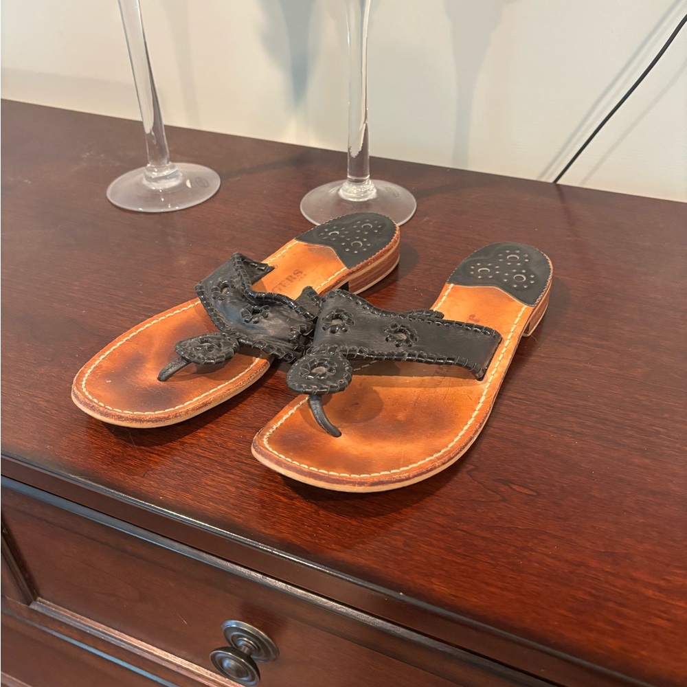 Jack Rogers Women's Black Leather Sandals. Size 10N